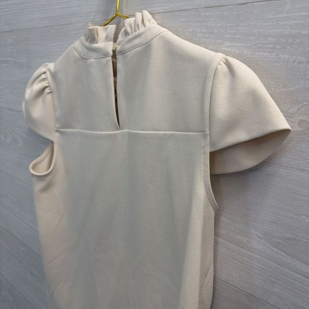 Ann Taylor Cream Mock Neck Short Sleeve Top Small
