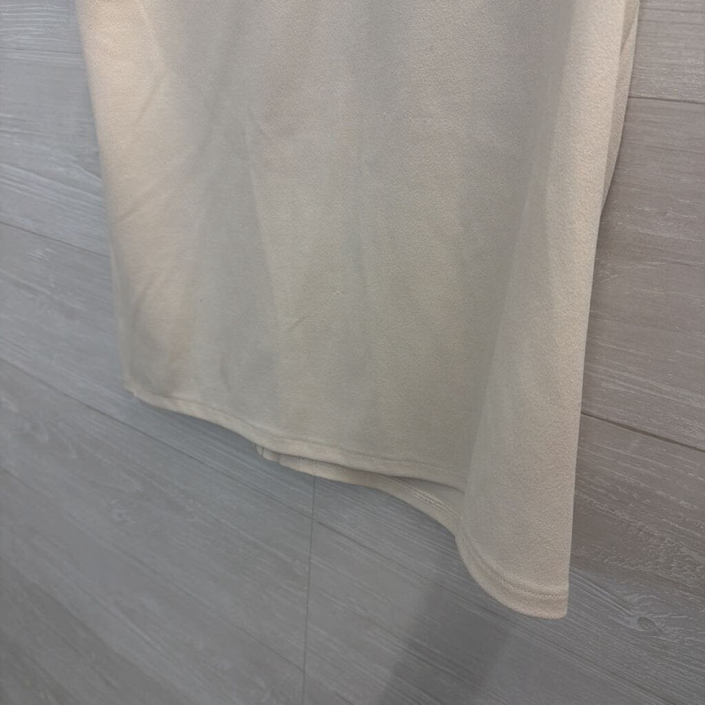 Ann Taylor Cream Mock Neck Short Sleeve Top Small