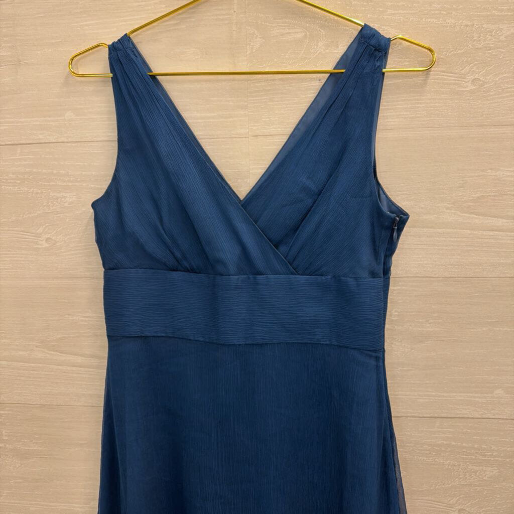 J Crew Blue Sleeveless V Neck Midi Dress Medium