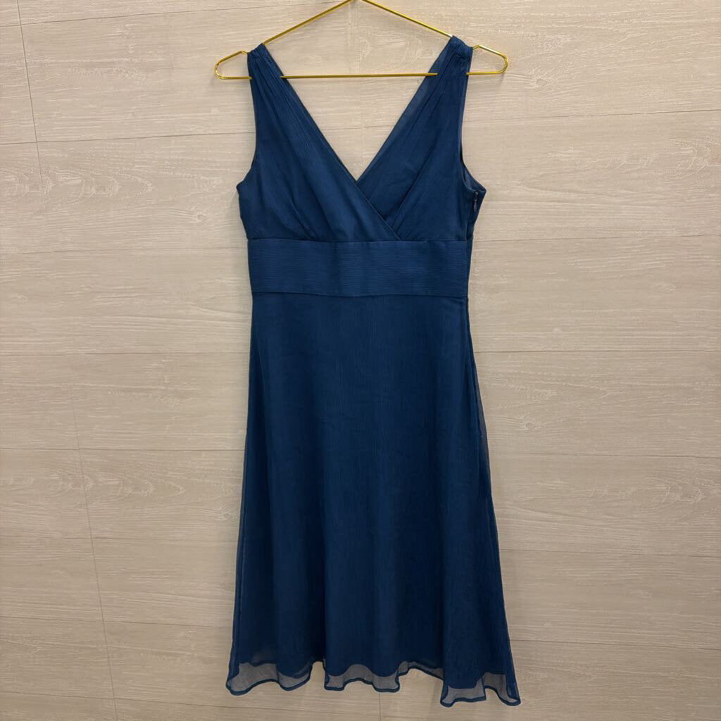 J Crew Blue Sleeveless V Neck Midi Dress Medium