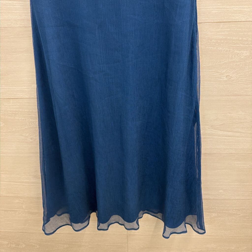 J Crew Blue Sleeveless V Neck Midi Dress Medium