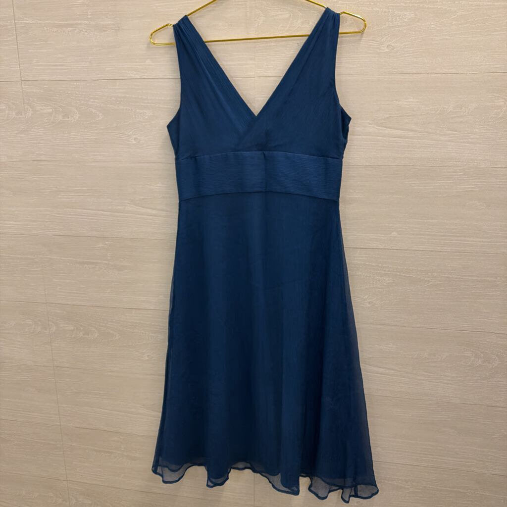 J Crew Blue Sleeveless V Neck Midi Dress Medium