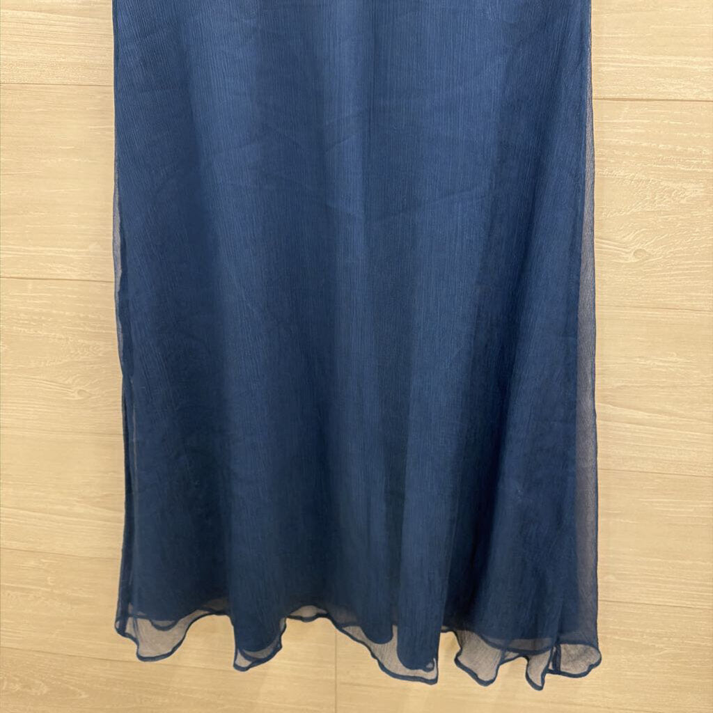 J Crew Blue Sleeveless V Neck Midi Dress Medium