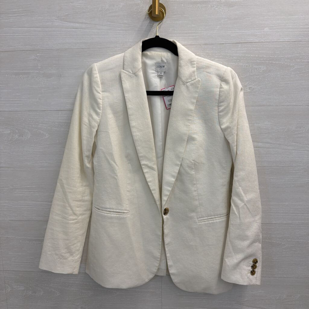J Crew White Linen Blend Blazer Jacket 4