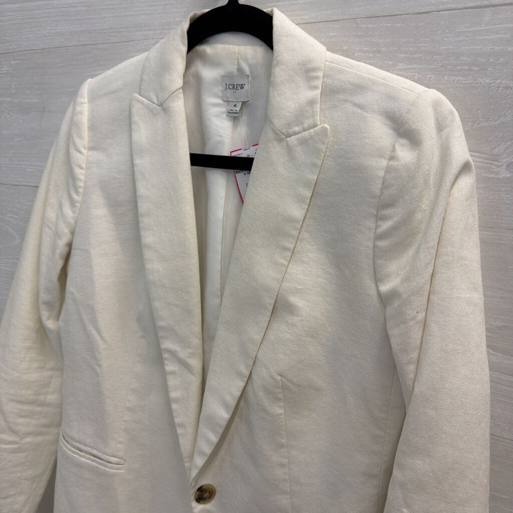 J Crew White Linen Blend Blazer Jacket 4