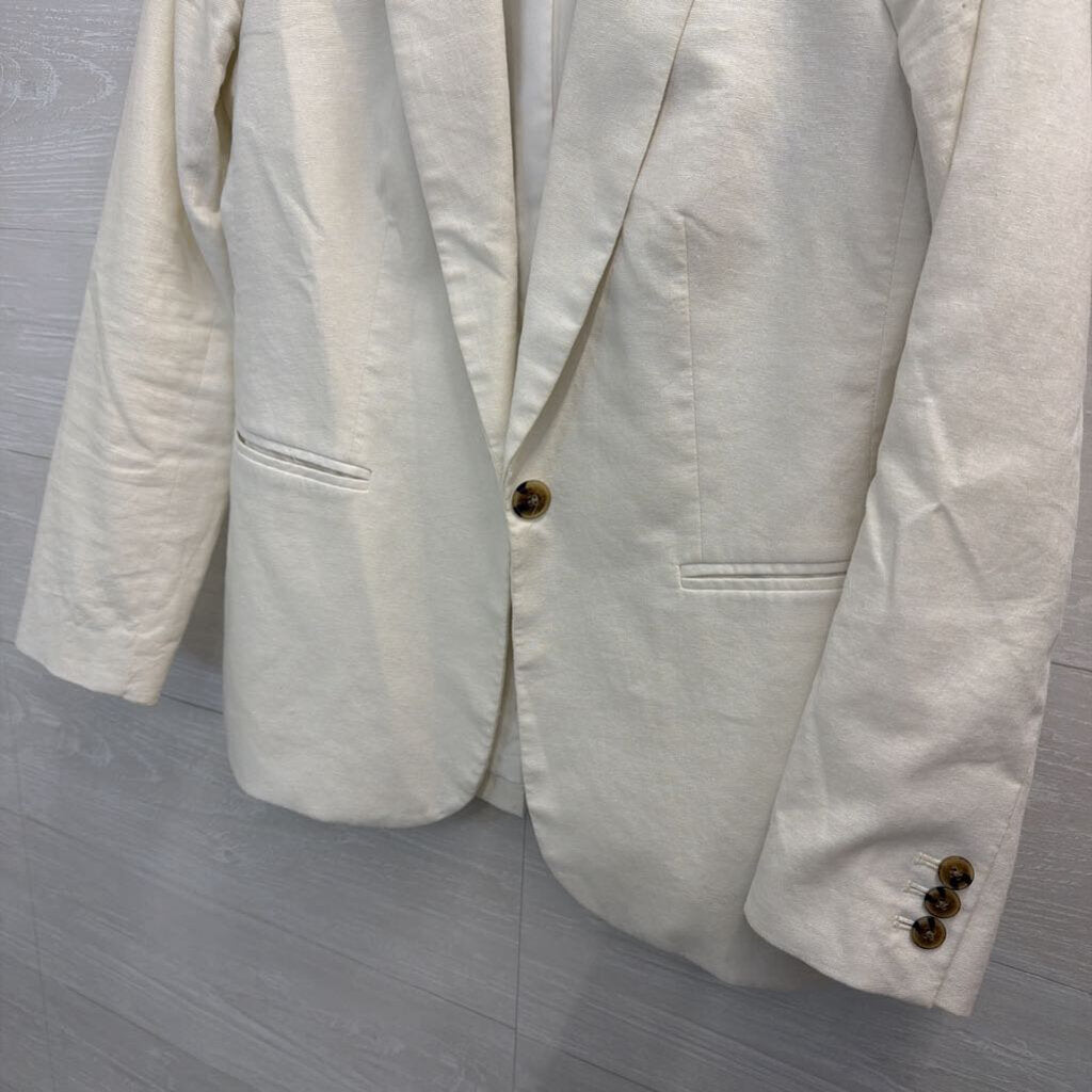 J Crew White Linen Blend Blazer Jacket 4