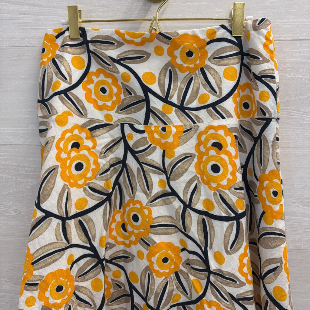 Ann Taylor White/ Yellow Print Skirt 6