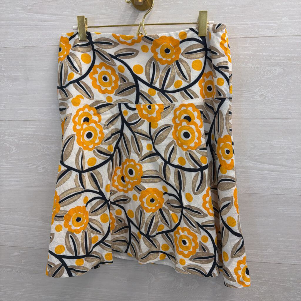 Ann Taylor White/ Yellow Print Skirt 6