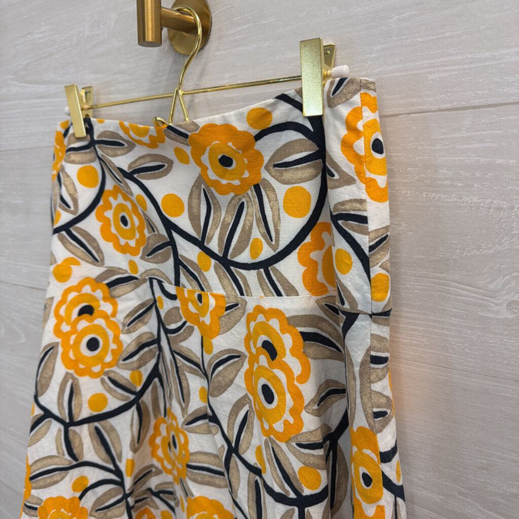 Ann Taylor White/ Yellow Print Skirt 6