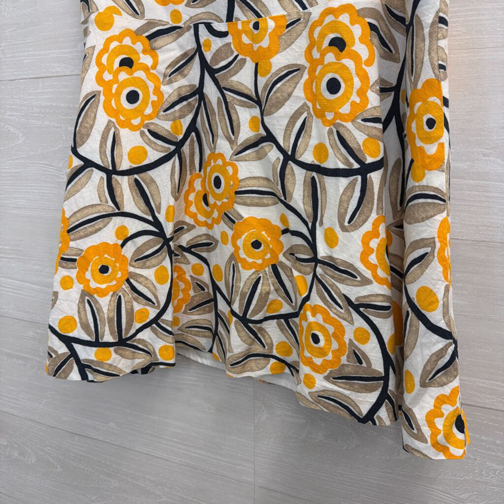 Ann Taylor White/ Yellow Print Skirt 6