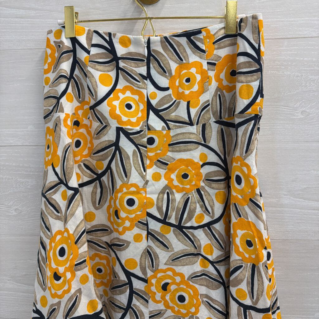 Ann Taylor White/ Yellow Print Skirt 6