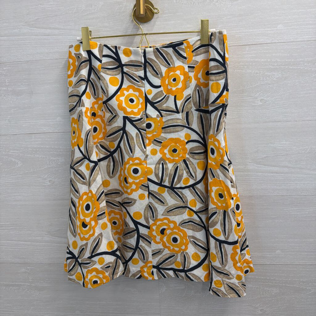 Ann Taylor White/ Yellow Print Skirt 6