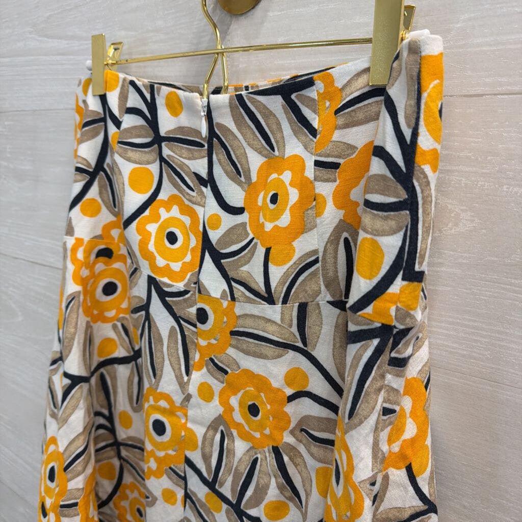 Ann Taylor White/ Yellow Print Skirt 6