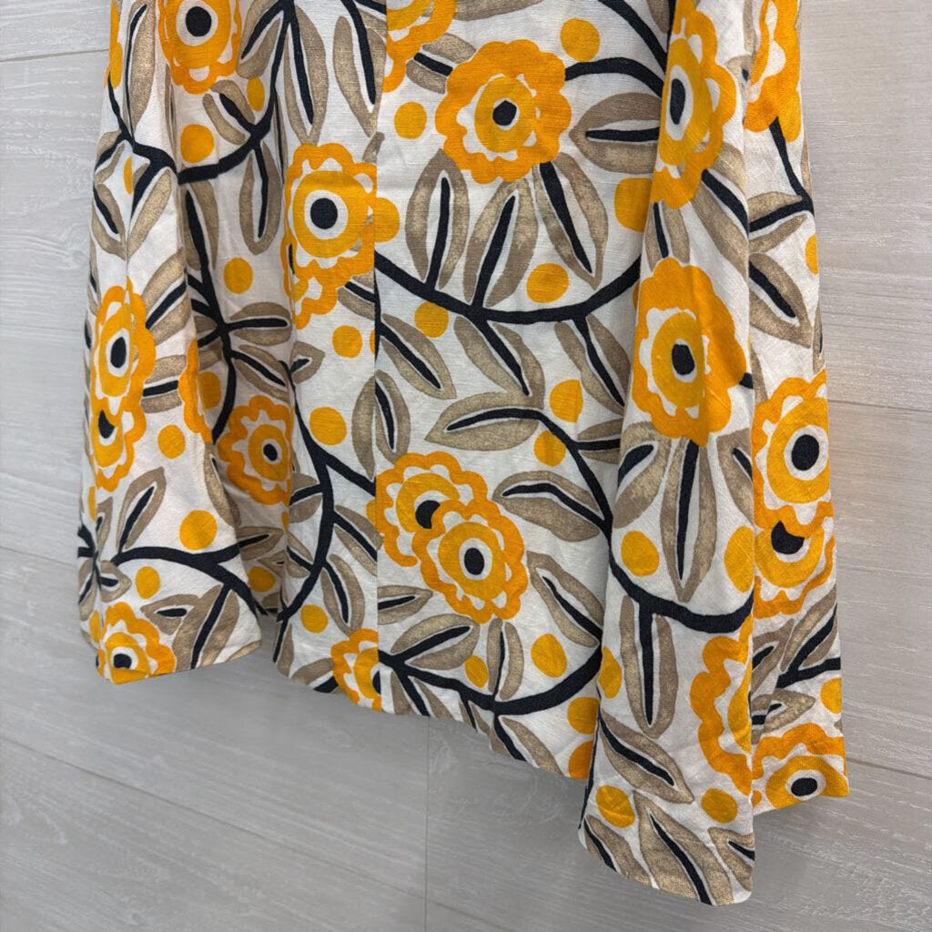 Ann Taylor White/ Yellow Print Skirt 6