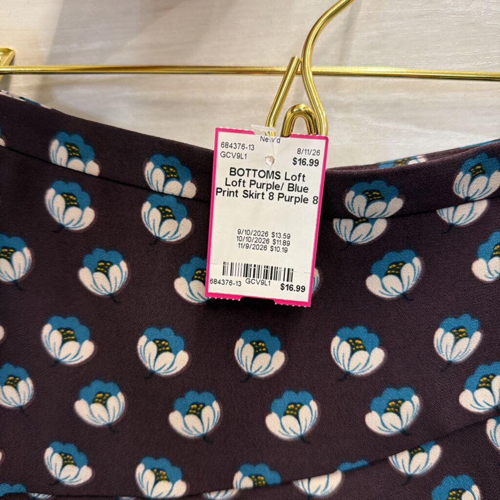 Loft Purple/ Blue Print Skirt 8