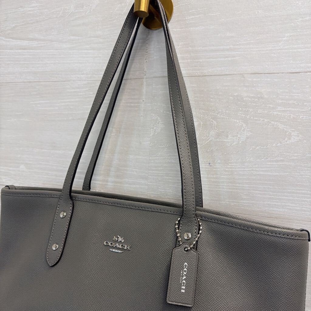 Coach Grey Leather City Zip Tote Purse