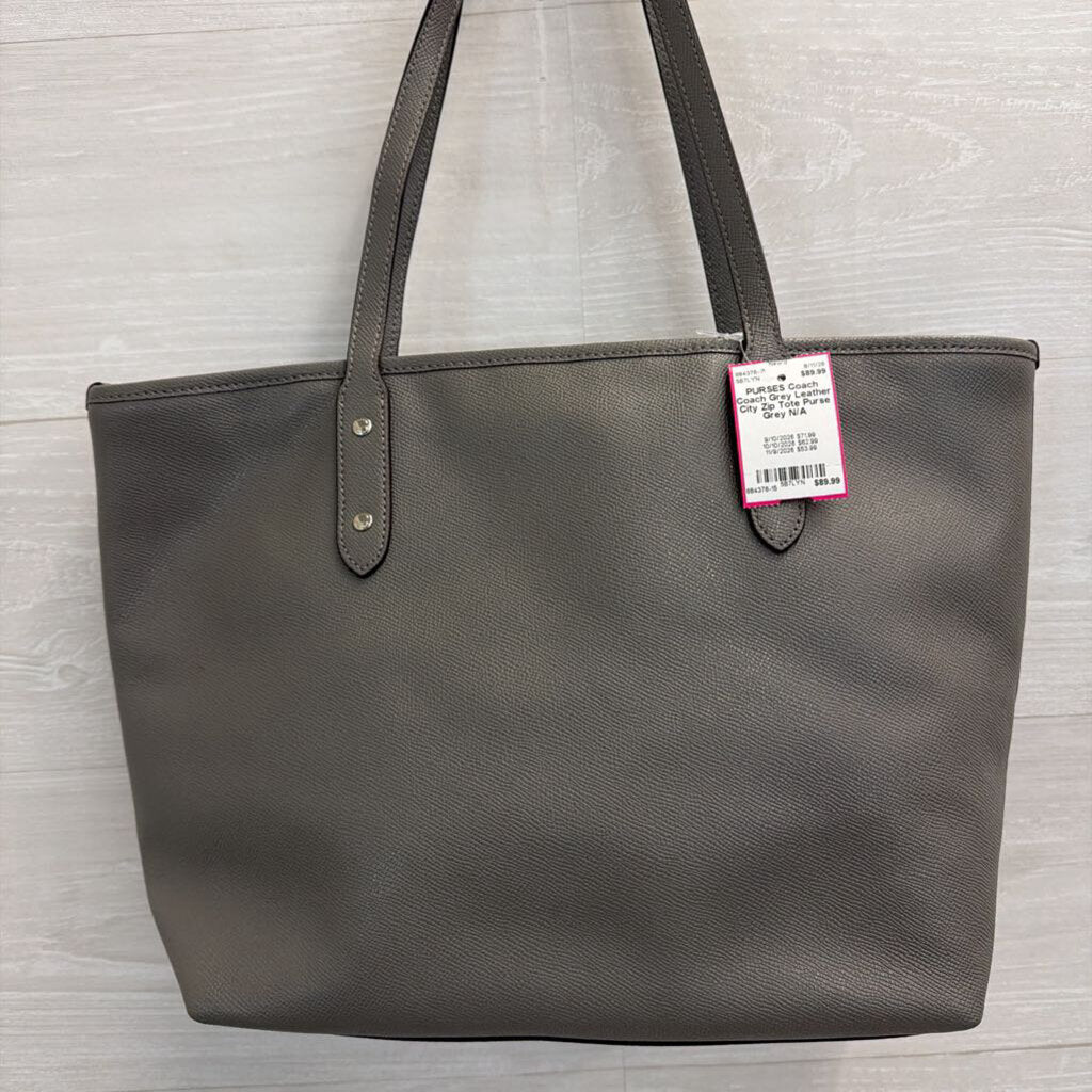Coach Grey Leather City Zip Tote Purse