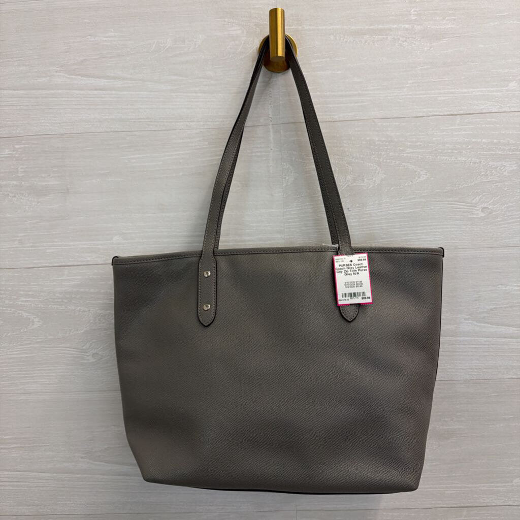 Coach Grey Leather City Zip Tote Purse