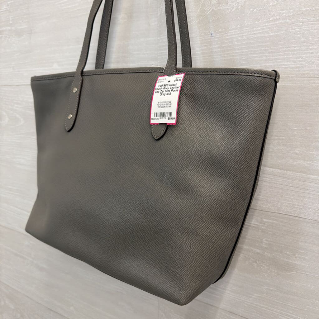 Coach Grey Leather City Zip Tote Purse