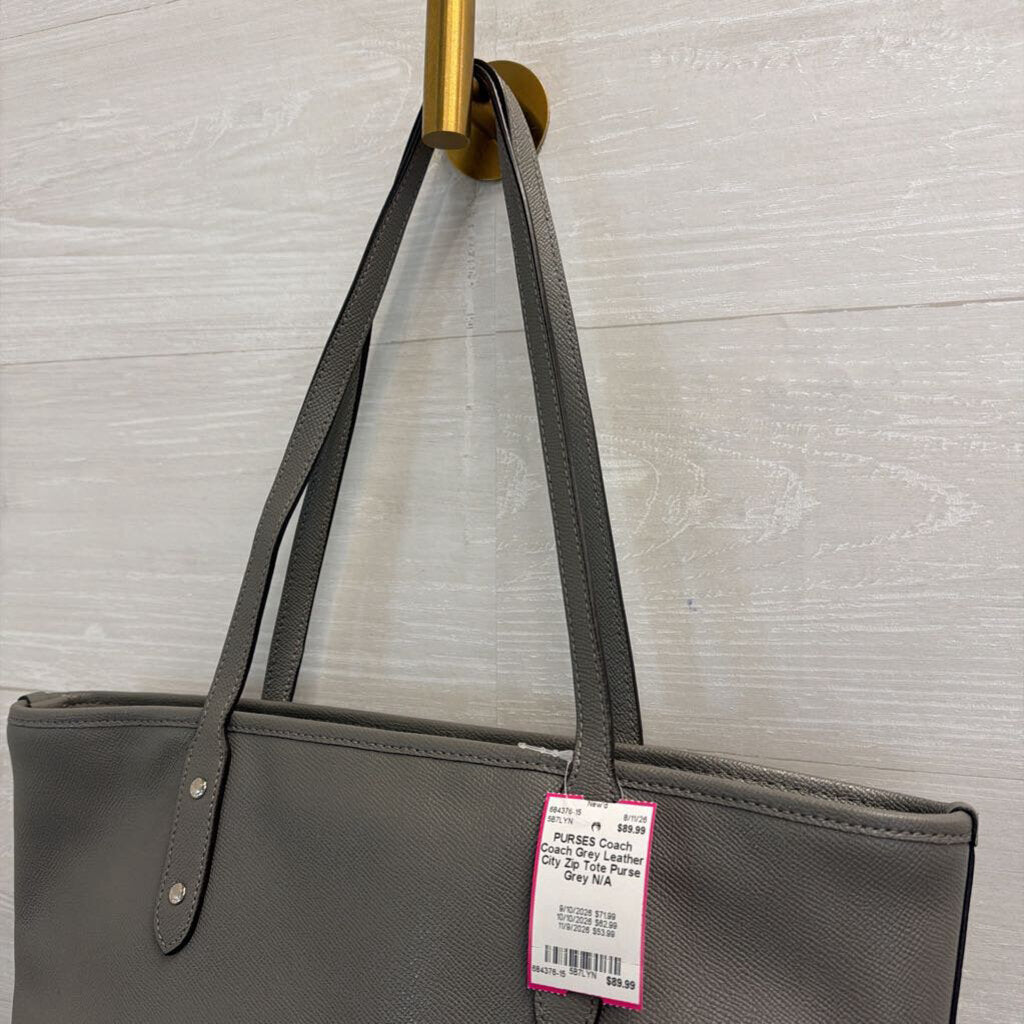 Coach Grey Leather City Zip Tote Purse