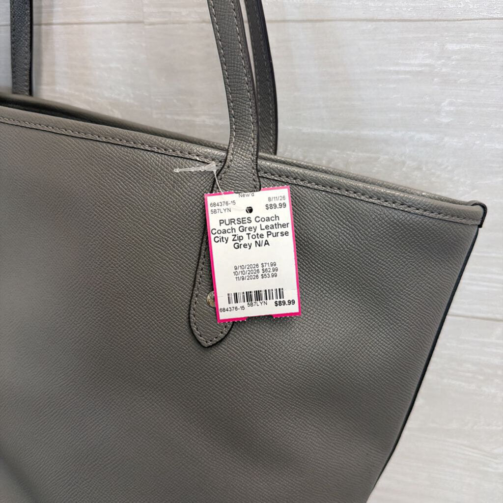 Coach Grey Leather City Zip Tote Purse