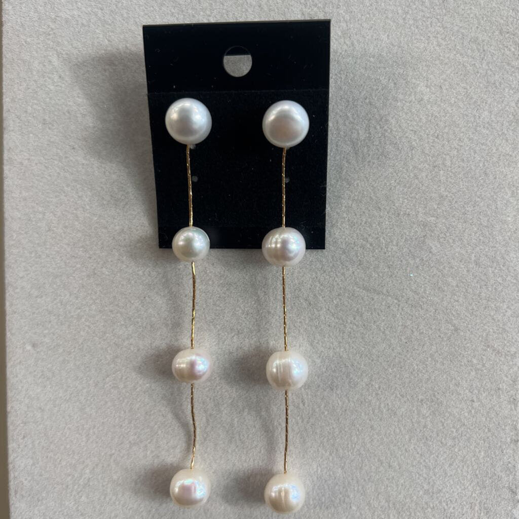 Gold/ Sea Pearl Drop Statement Earrings
