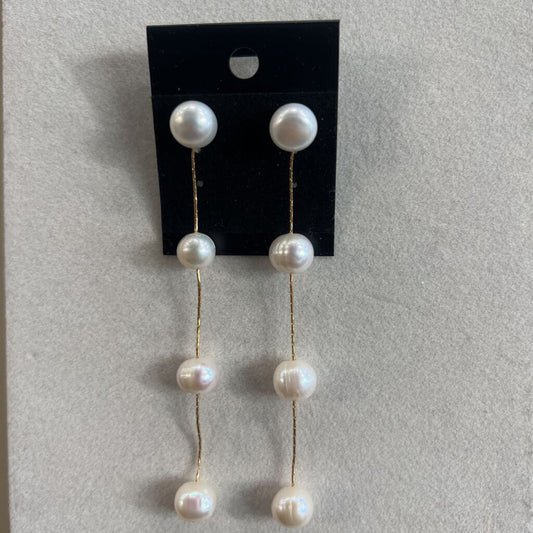 Gold/ Sea Pearl Drop Statement Earrings