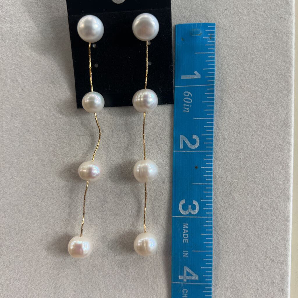 Gold/ Sea Pearl Drop Statement Earrings