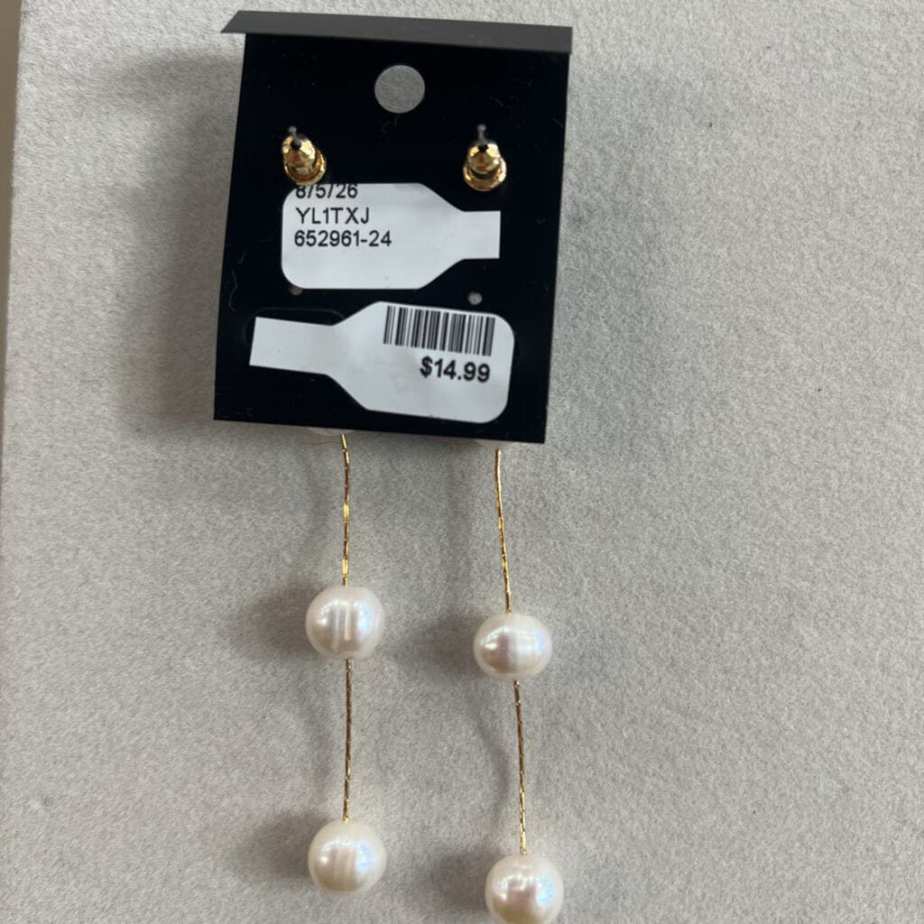 Gold/ Sea Pearl Drop Statement Earrings