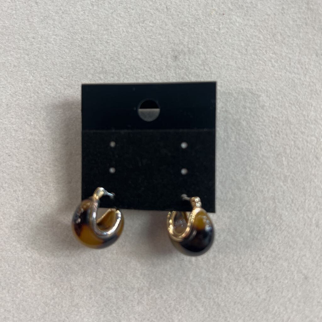 Gold/ Brown Huggie Hoop Earrings