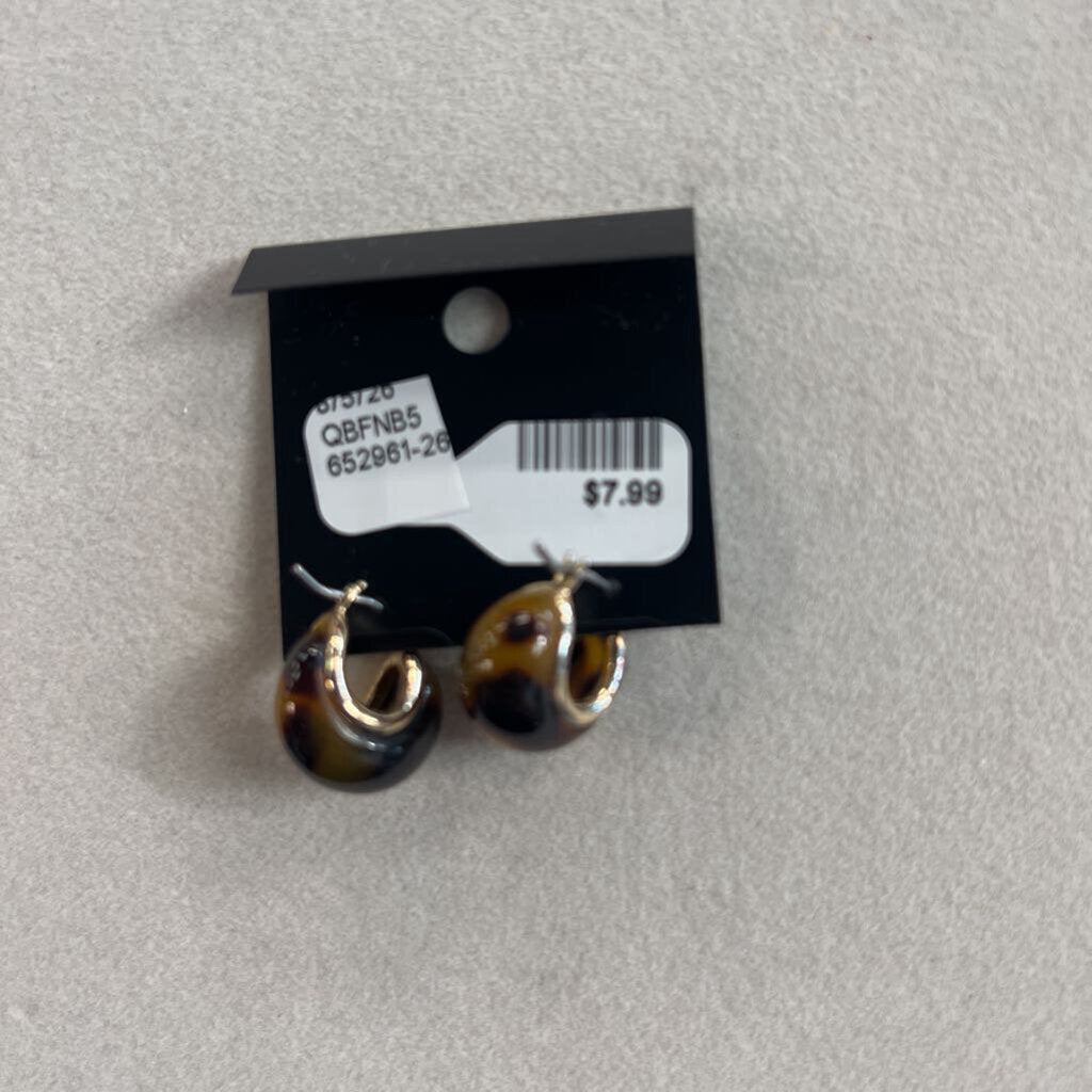 Gold/ Brown Huggie Hoop Earrings