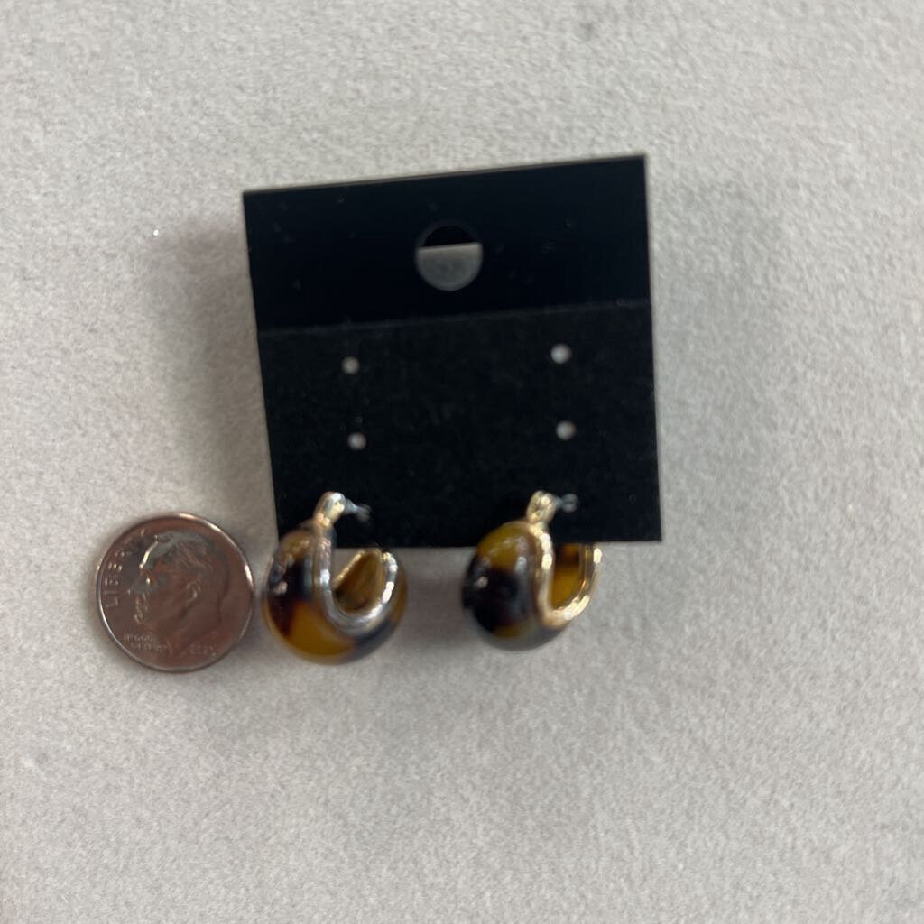 Gold/ Brown Huggie Hoop Earrings