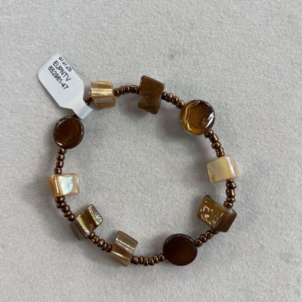Bronze Beaded Stretchy Bracelet