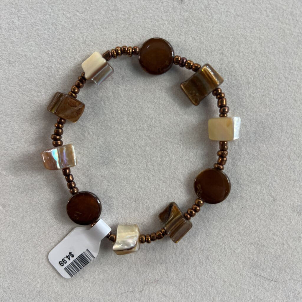 Bronze Beaded Stretchy Bracelet
