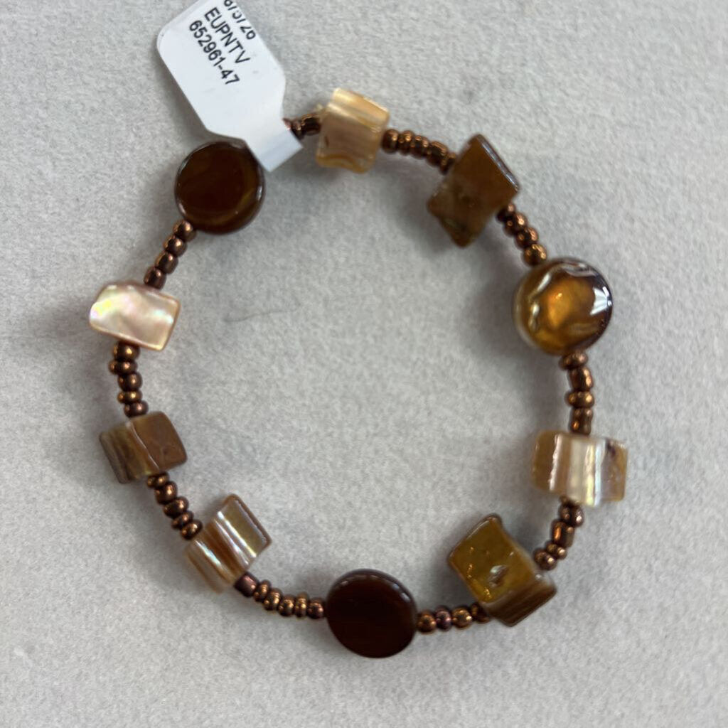 Bronze Beaded Stretchy Bracelet