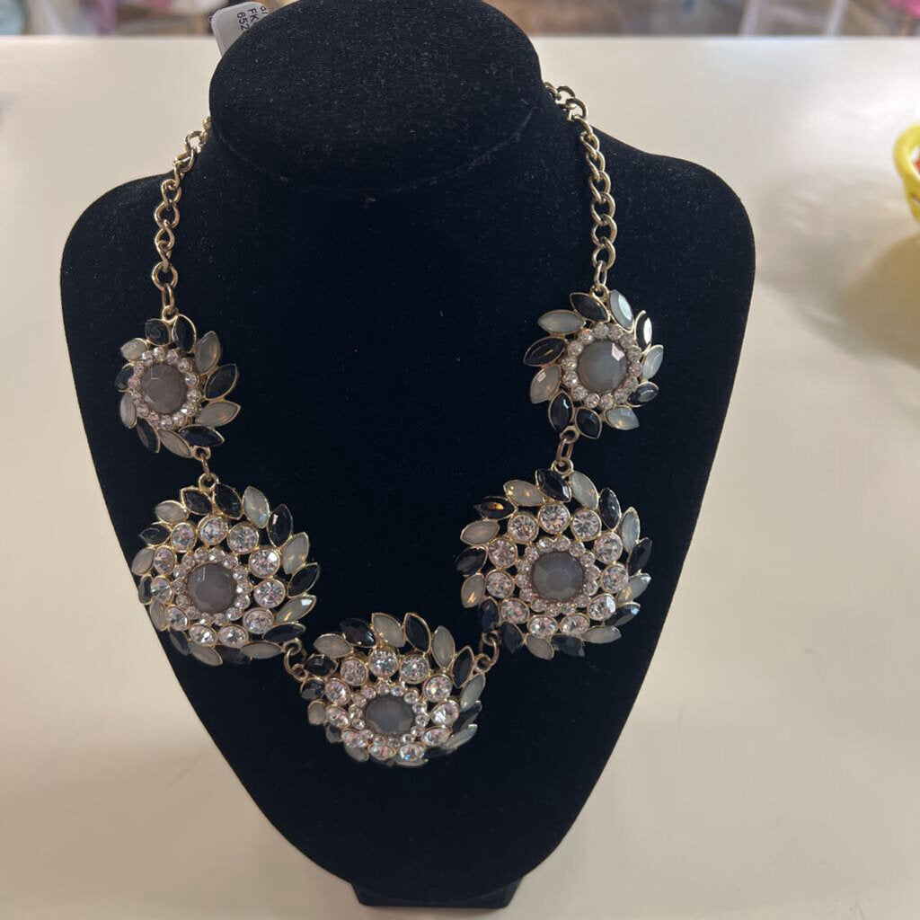 Gold/ Multi Stone Circle Statement Necklace