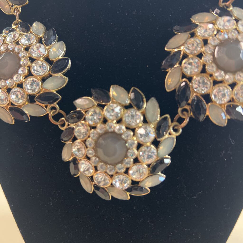 Gold/ Multi Stone Circle Statement Necklace