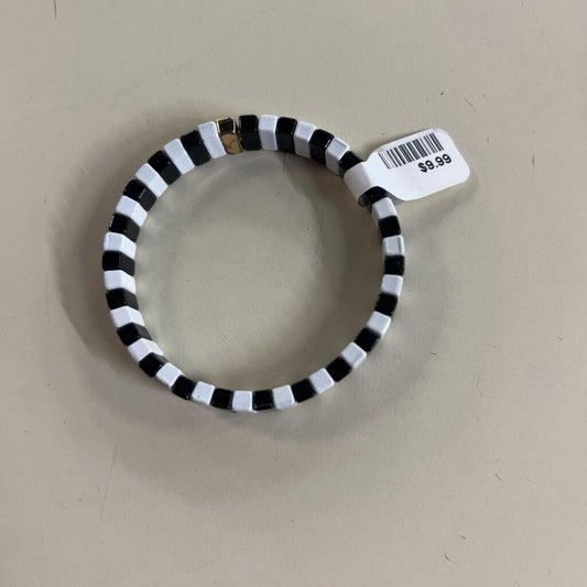 Black/ White Stone Stretchy Bracelet