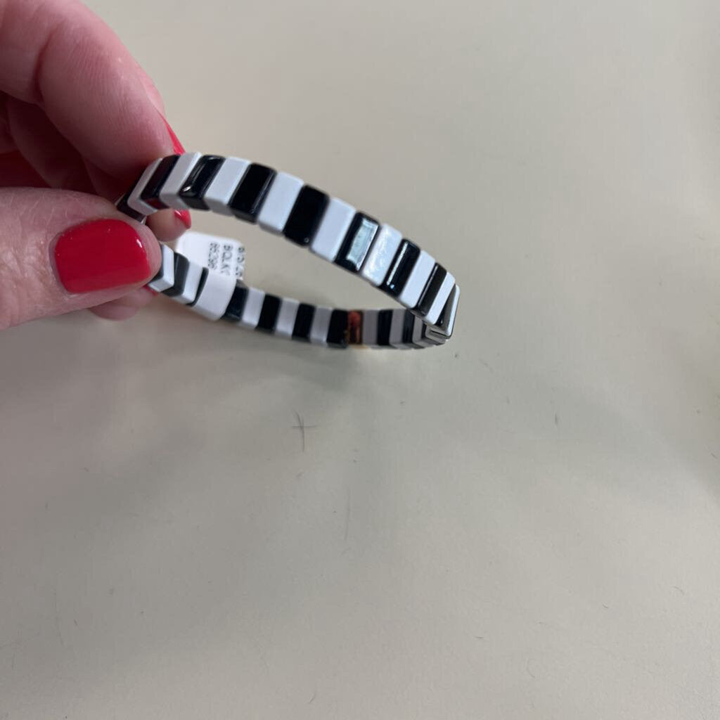 Black/ White Stone Stretchy Bracelet