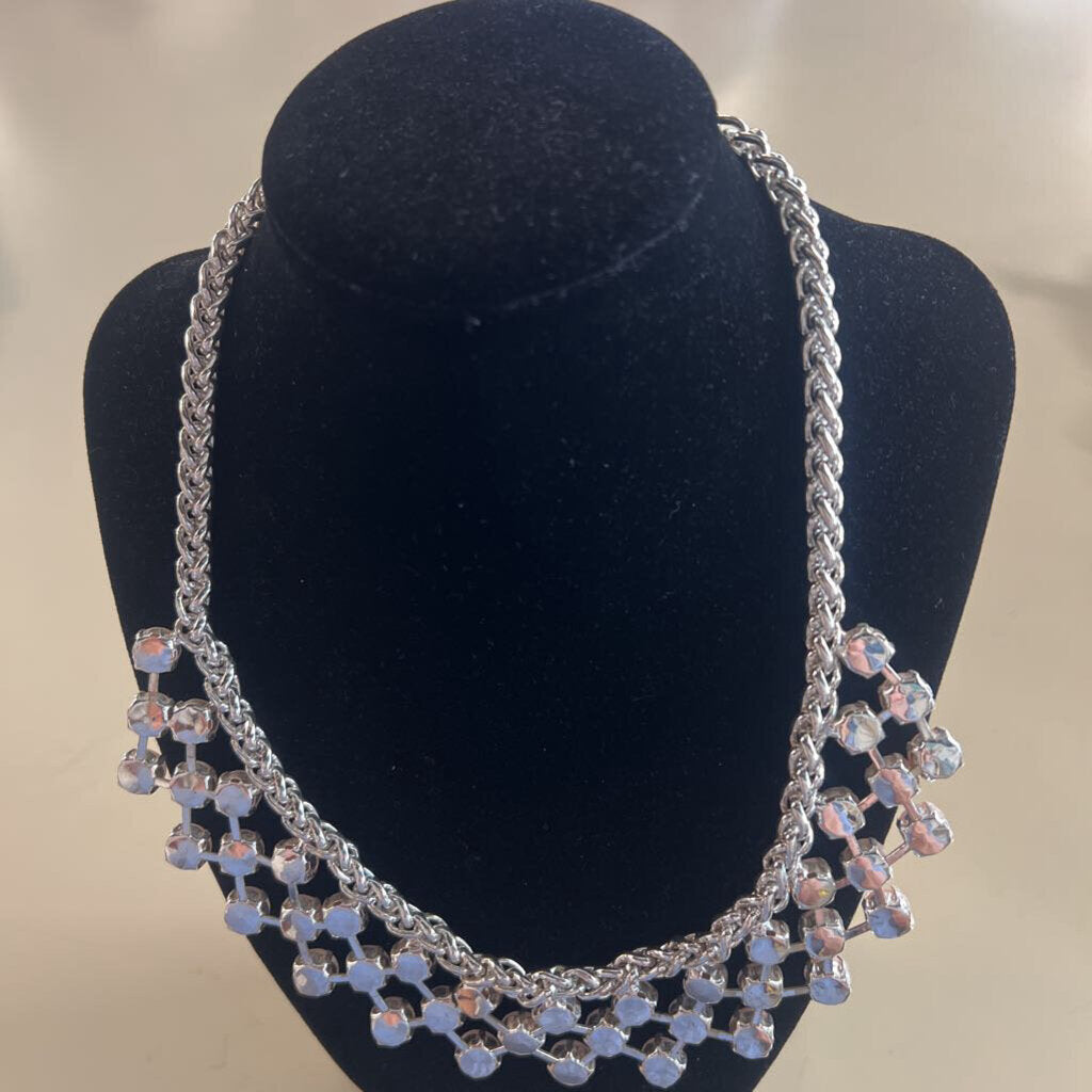 Silver/ Pink Stone Statement Necklace