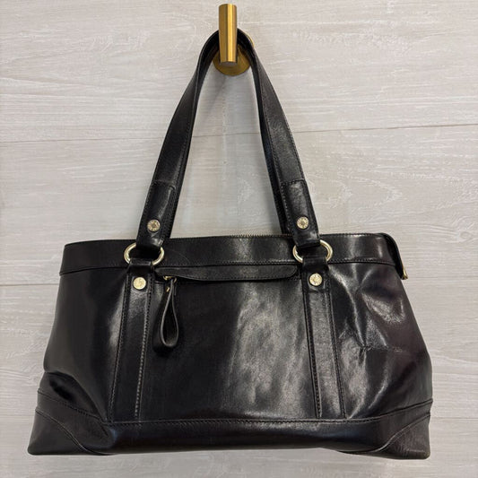 Monsac Black Leather Shoulder Tote Purse