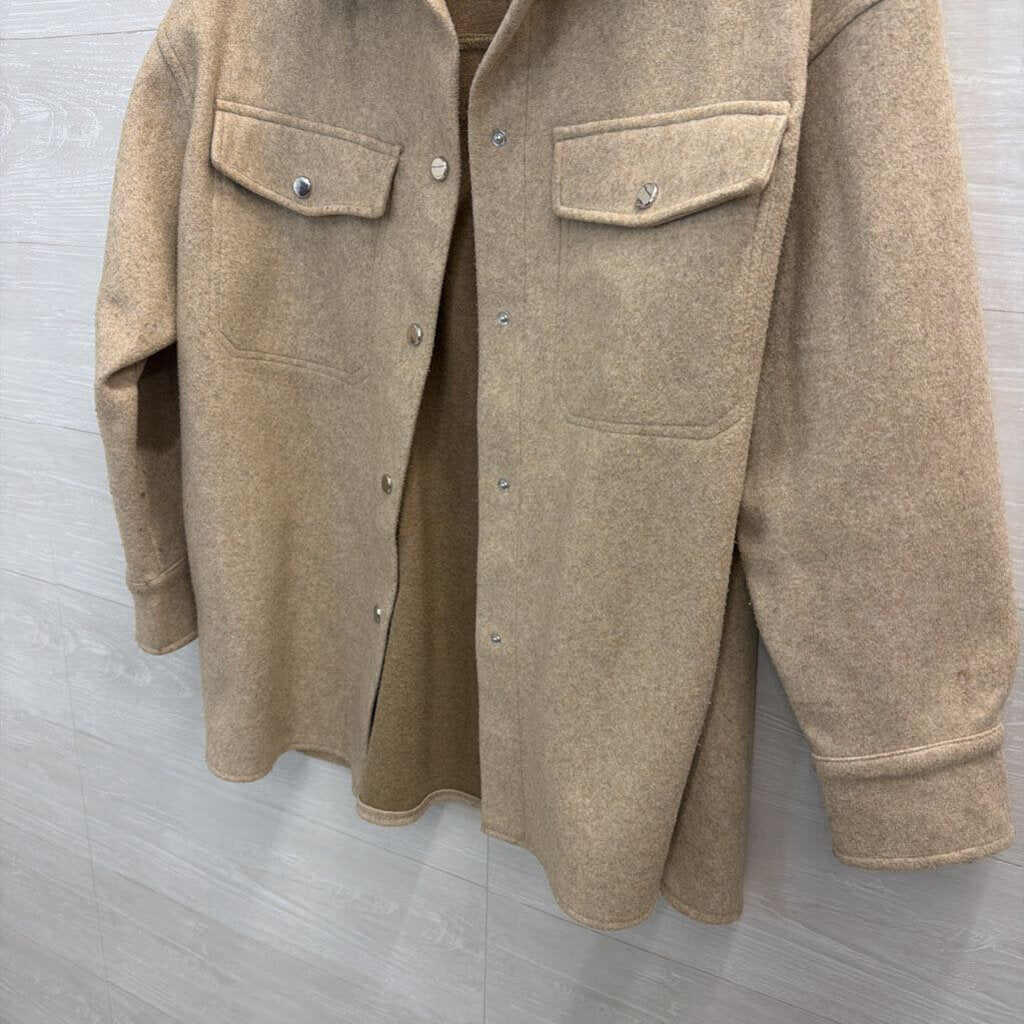 Zara Beige Fleece Long Sleeve Shacket Medium