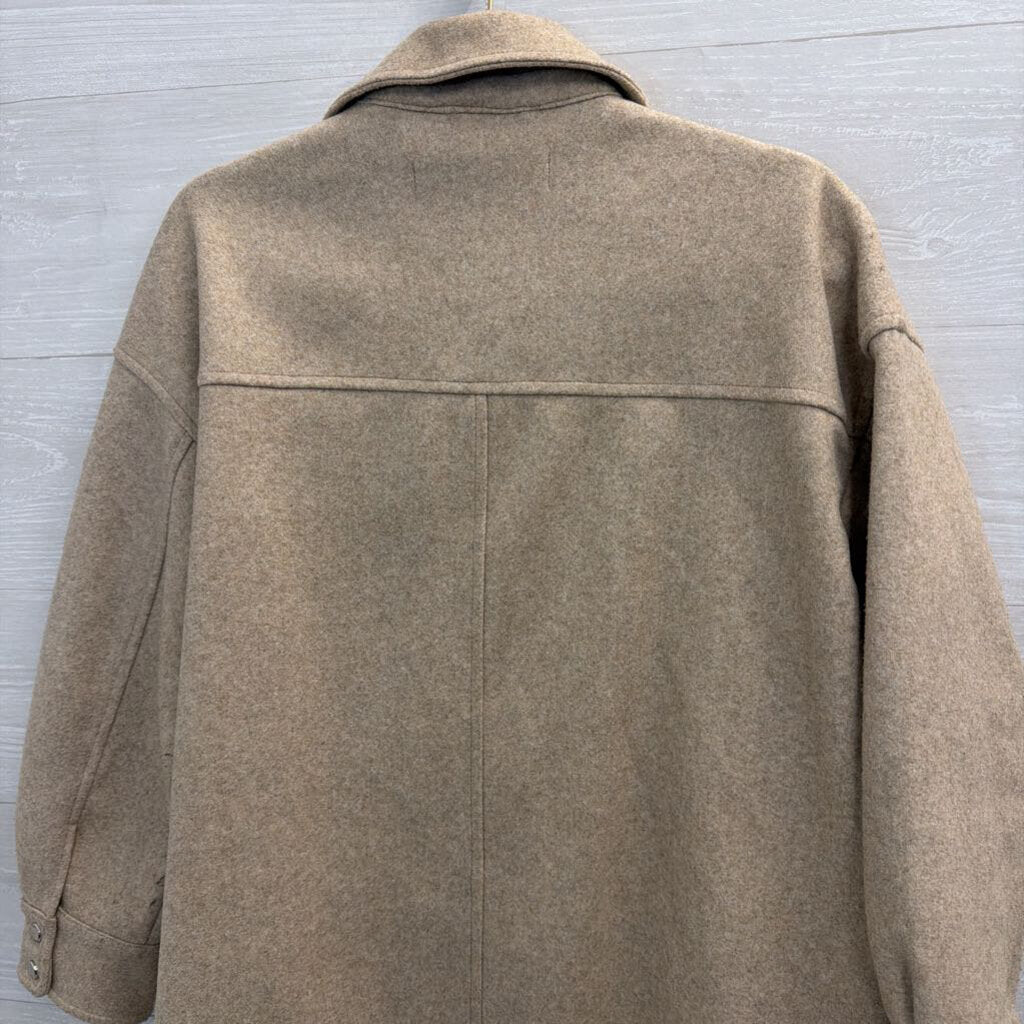 Zara Beige Fleece Long Sleeve Shacket Medium