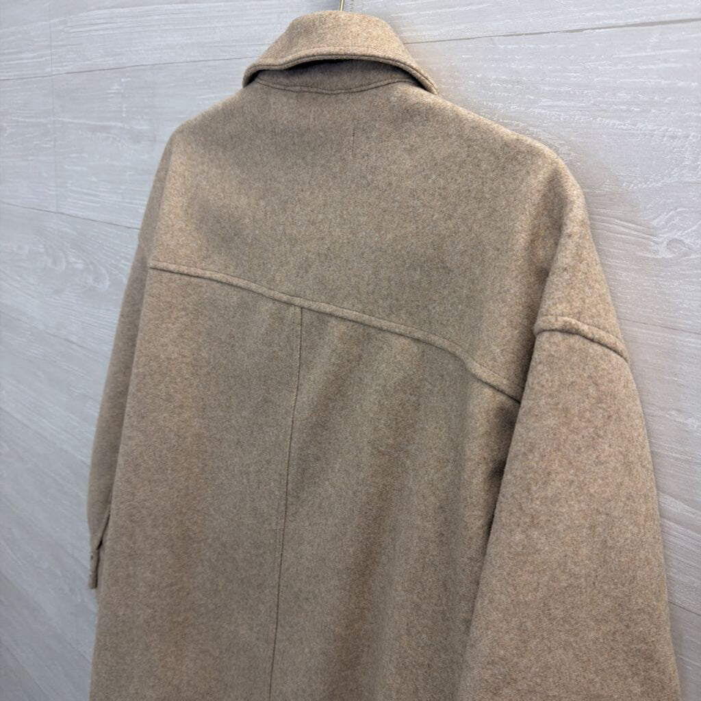 Zara Beige Fleece Long Sleeve Shacket Medium