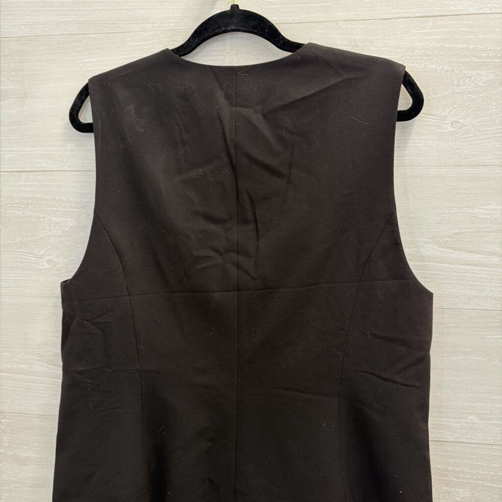 Black Button Front Sleeveless Top Large