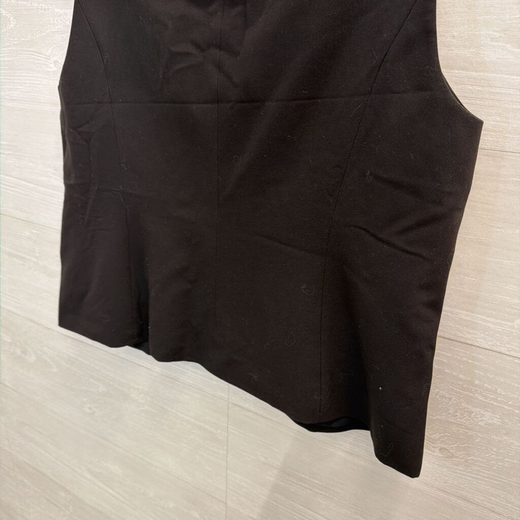 Black Button Front Sleeveless Top Large