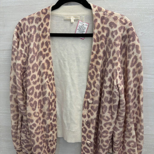 Love Shack Fancy Beige/ Purple Leopard Print Boscom Cardigan Medium