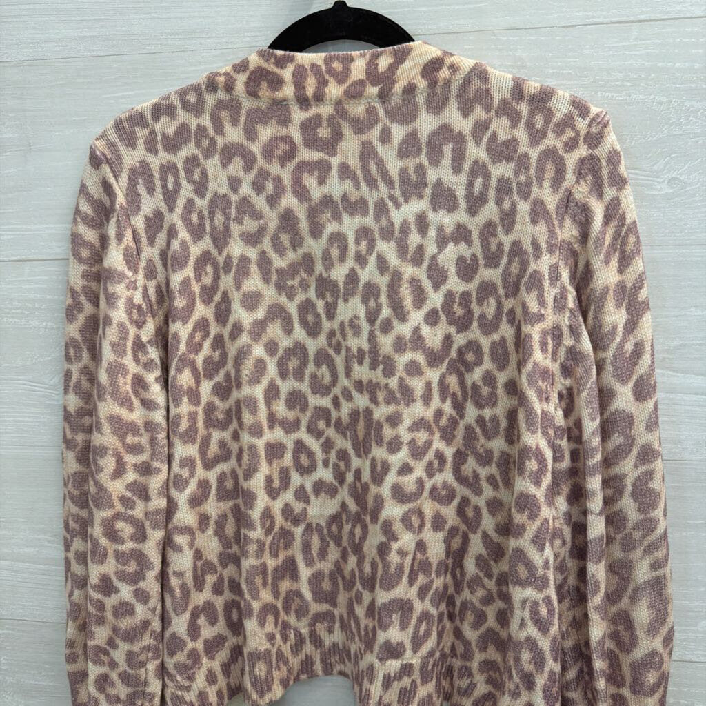 Love Shack Fancy Beige/ Purple Leopard Print Boscom Cardigan Medium