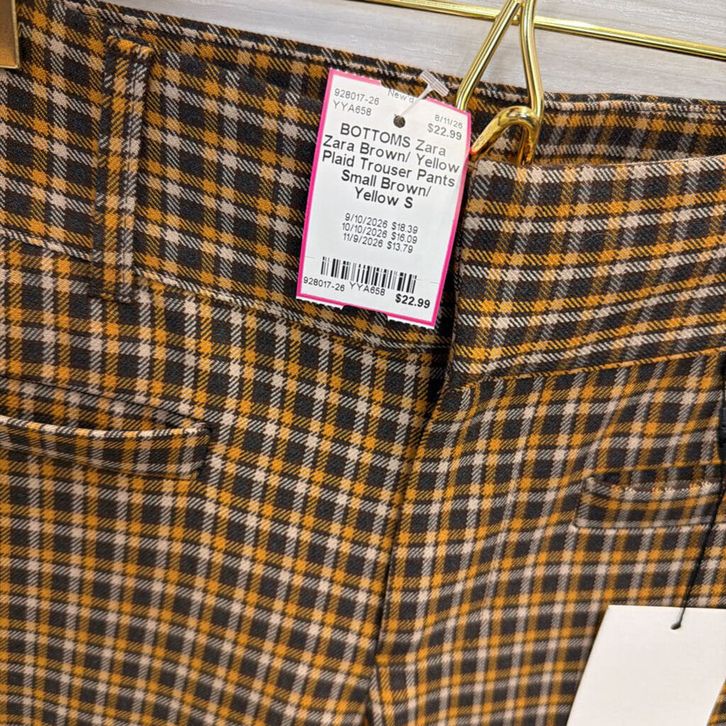Zara Brown/ Yellow Plaid Trouser Pants Small