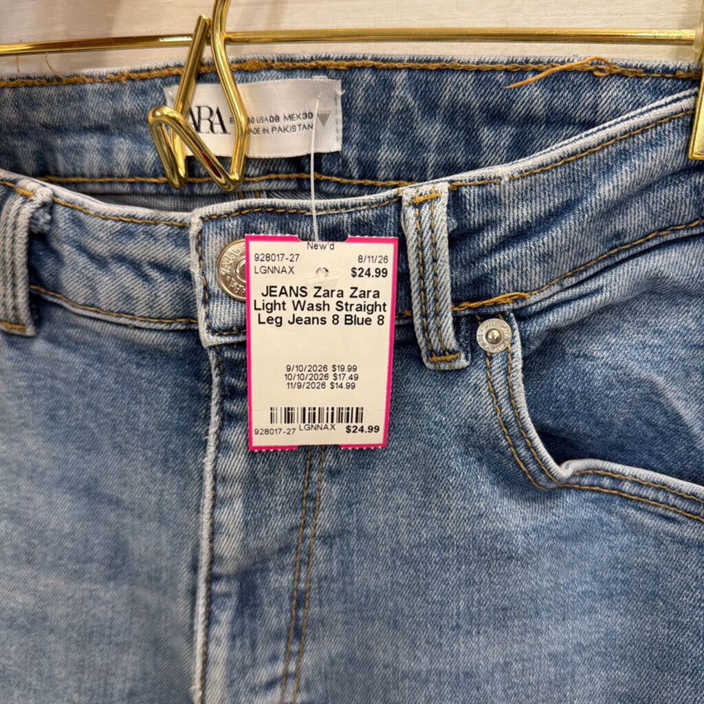 Zara Light Wash Straight Leg Jeans 8